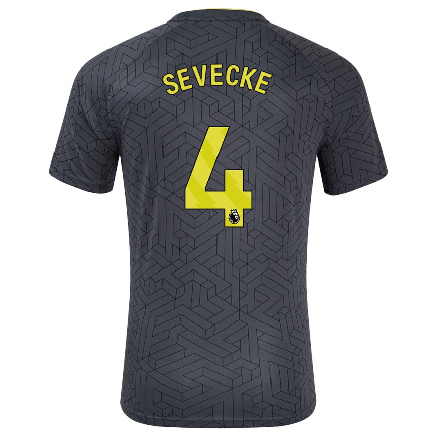 Kids Football Rikke Sevecke #4 Black Yellow Away Jersey 2024/25 T-Shirt Canada