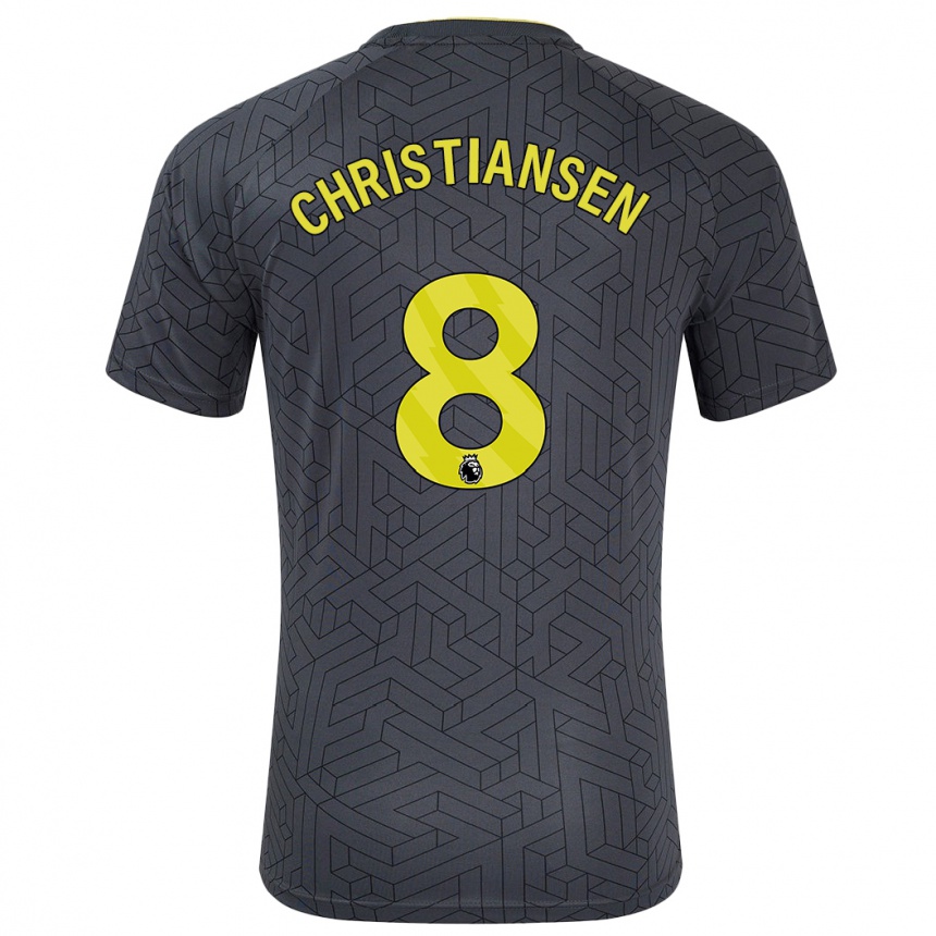 Kids Football Izzy Christiansen #8 Black Yellow Away Jersey 2024/25 T-Shirt Canada