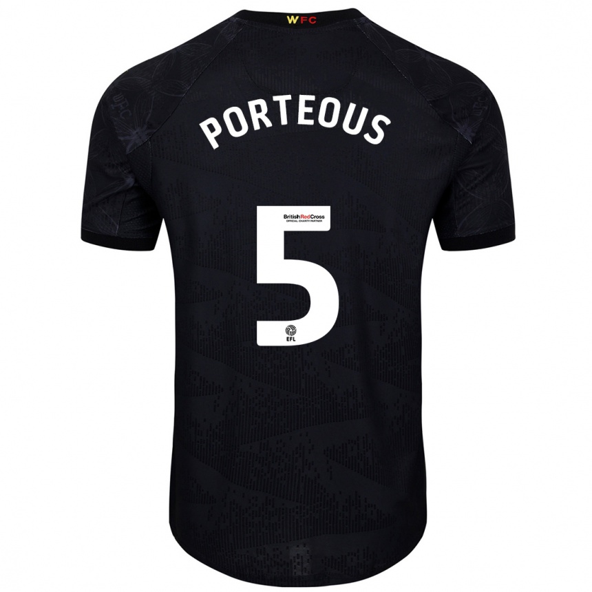 Kids Football Ryan Porteous #5 Black White Away Jersey 2024/25 T-Shirt Canada