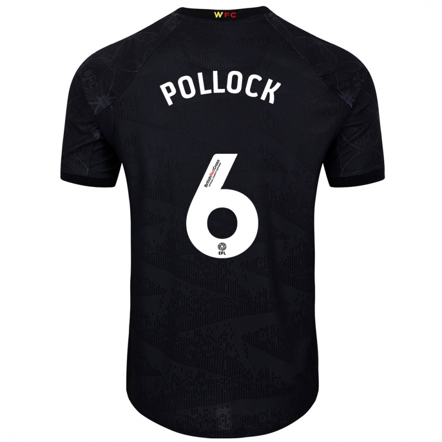 Kids Football Mattie Pollock #6 Black White Away Jersey 2024/25 T-Shirt Canada