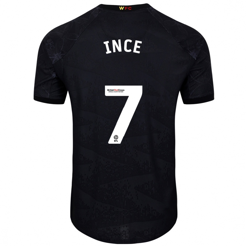 Kids Football Tom Ince #7 Black White Away Jersey 2024/25 T-Shirt Canada