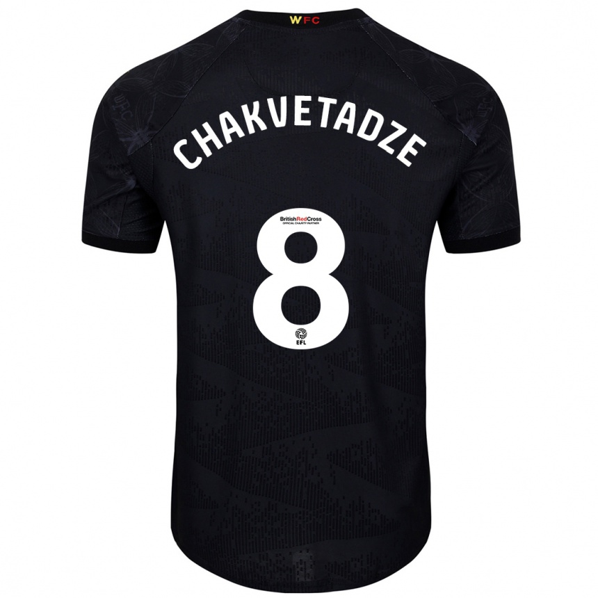 Kids Football Giorgi Chakvetadze #8 Black White Away Jersey 2024/25 T-Shirt Canada