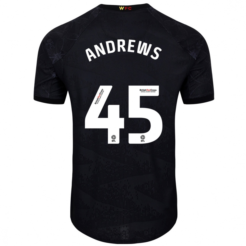 Kids Football Ryan Andrews #45 Black White Away Jersey 2024/25 T-Shirt Canada