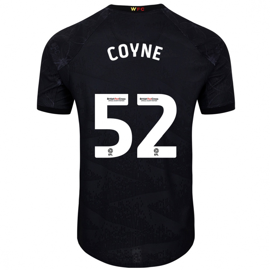 Kids Football Aidan Coyne #52 Black White Away Jersey 2024/25 T-Shirt Canada