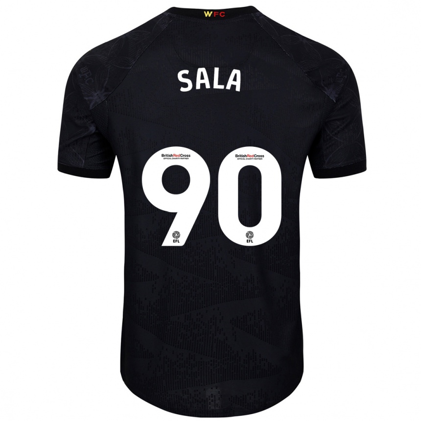 Kids Football Joel Sala #90 Black White Away Jersey 2024/25 T-Shirt Canada