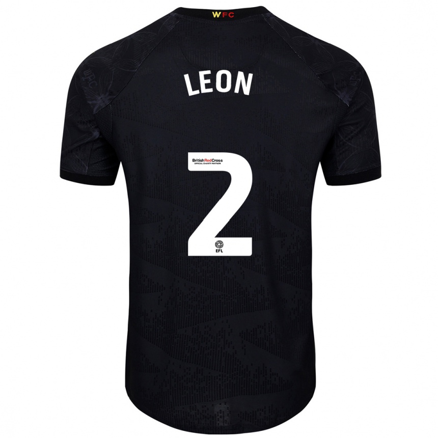 Kids Football Lucía León #2 Black White Away Jersey 2024/25 T-Shirt Canada