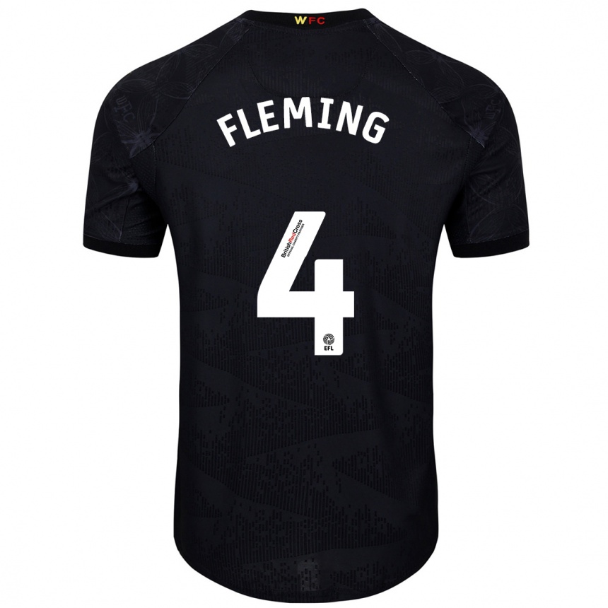 Kids Football Charlotte Fleming #4 Black White Away Jersey 2024/25 T-Shirt Canada