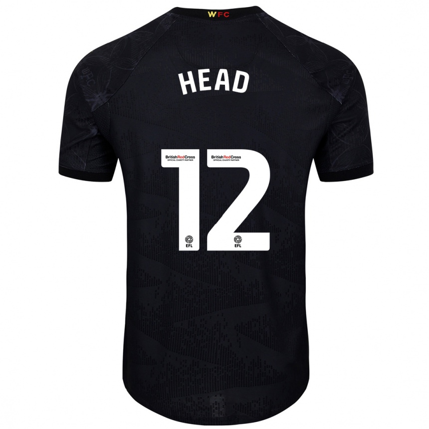 Kids Football Ellie Head #12 Black White Away Jersey 2024/25 T-Shirt Canada