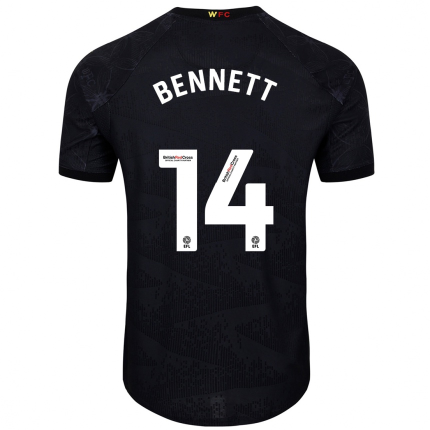 Kids Football Harley Bennett #14 Black White Away Jersey 2024/25 T-Shirt Canada