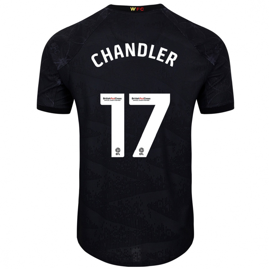 Kids Football Megan Chandler #17 Black White Away Jersey 2024/25 T-Shirt Canada