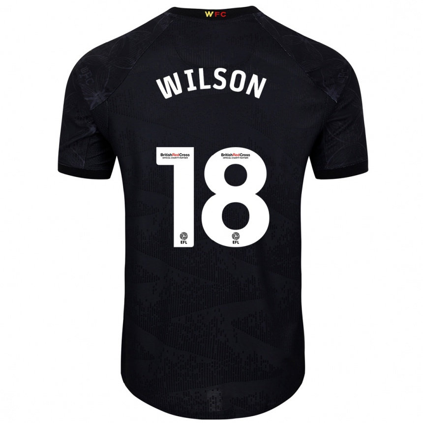 Kids Football Poppy Wilson #18 Black White Away Jersey 2024/25 T-Shirt Canada