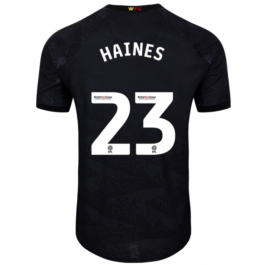 Kids Football Coral-Jade Haines #23 Black White Away Jersey 2024/25 T-Shirt Canada