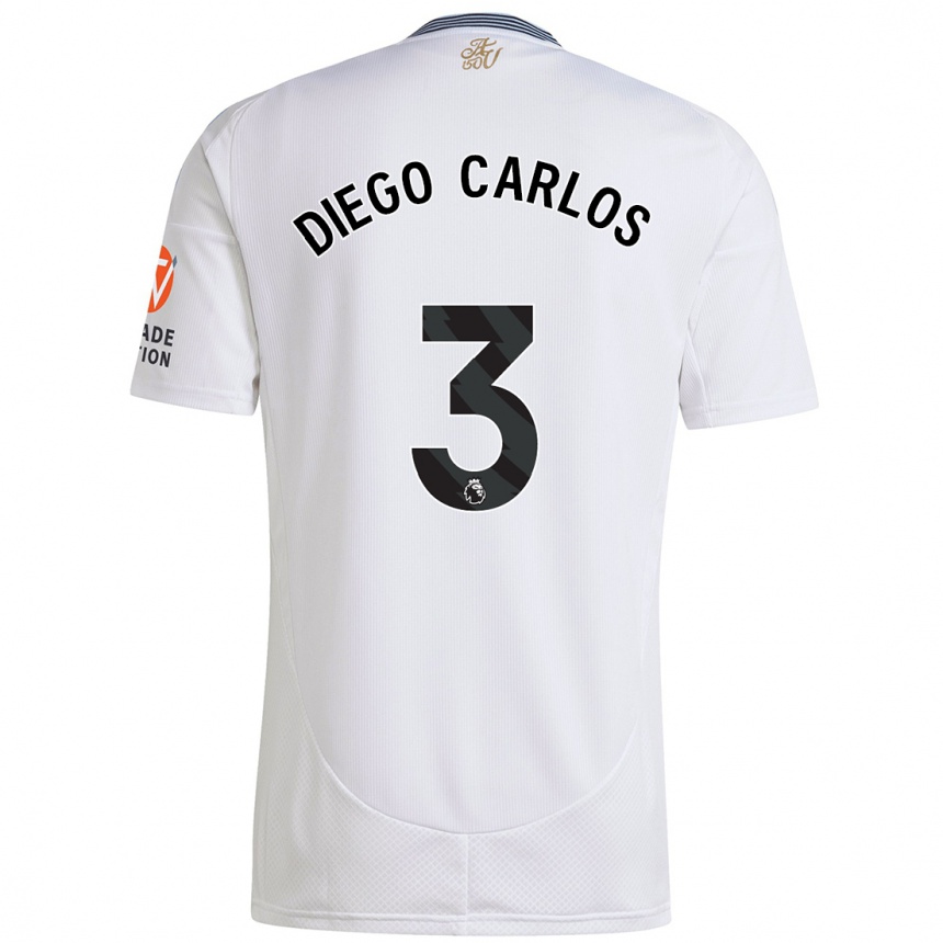 Kids Football Diego Carlos #3 White Away Jersey 2024/25 T-Shirt Canada