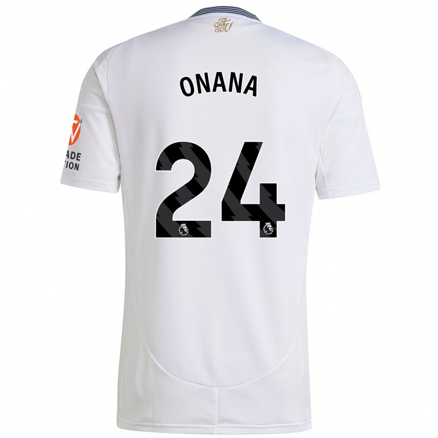 Enfant Football Maillot Amadou Onana #24 Blanc Tenues Extérieur 2024/25 Canada