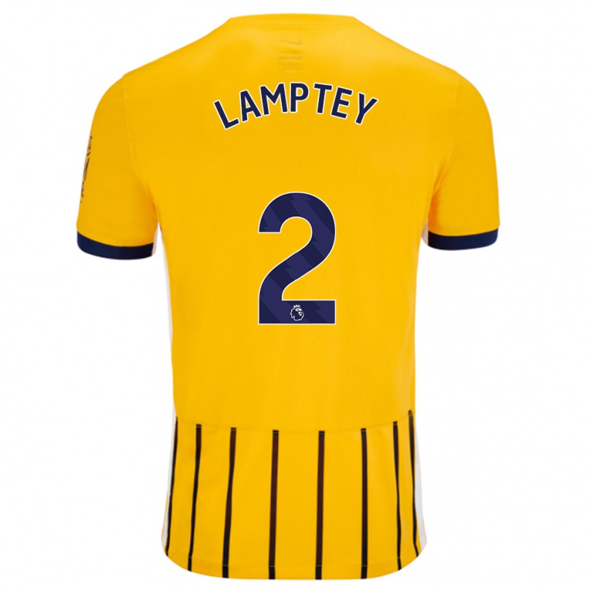 Enfant Football Maillot Tariq Lamptey #2 Doré Bleu À Fines Rayures Tenues Extérieur 2024/25 Canada