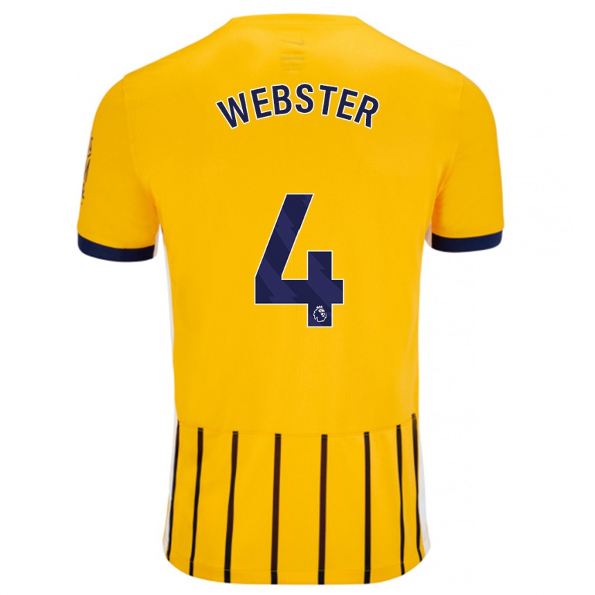 Enfant Football Maillot Adam Webster #4 Doré Bleu À Fines Rayures Tenues Extérieur 2024/25 Canada