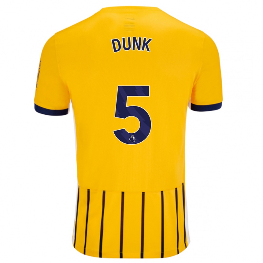 Enfant Football Maillot Lewis Dunk #5 Doré Bleu À Fines Rayures Tenues Extérieur 2024/25 Canada