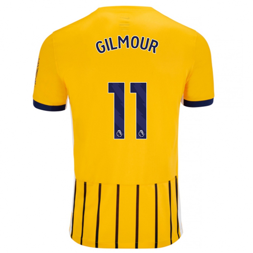 Enfant Football Maillot Billy Gilmour #11 Doré Bleu À Fines Rayures Tenues Extérieur 2024/25 Canada