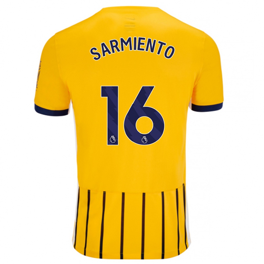 Enfant Football Maillot Jeremy Sarmiento #16 Doré Bleu À Fines Rayures Tenues Extérieur 2024/25 Canada