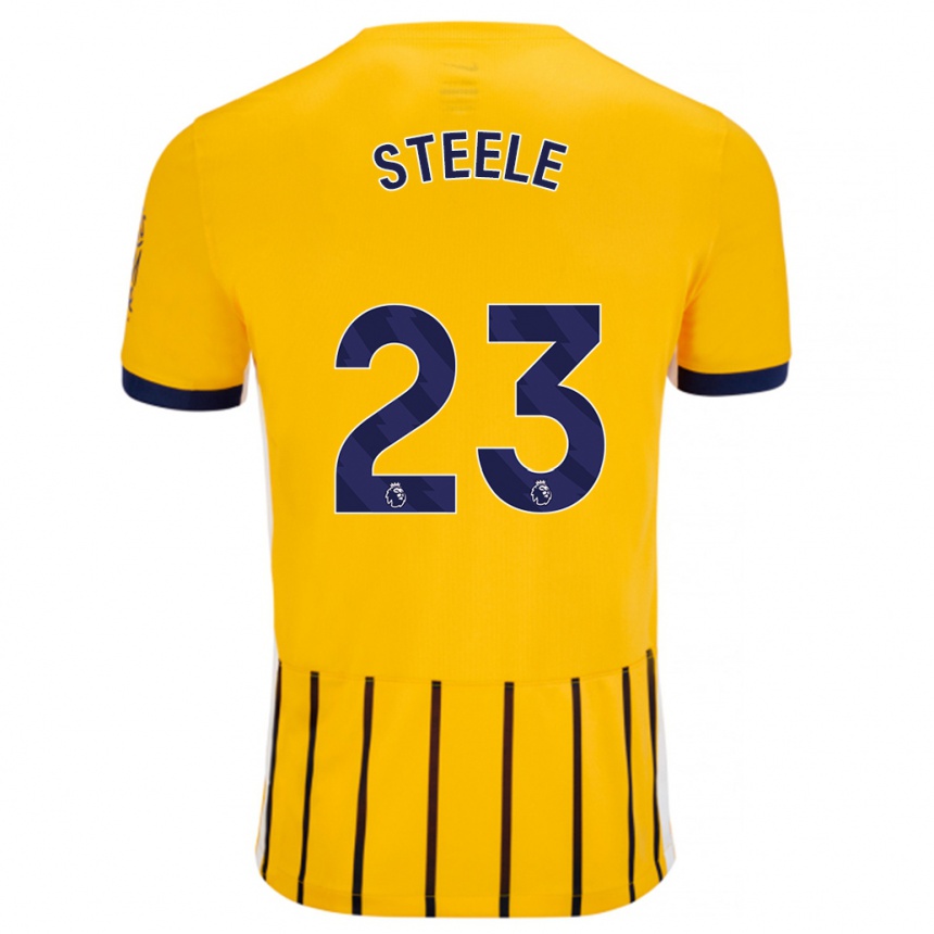 Kids Football Jason Steele #23 Gold Blue Pinstripes Away Jersey 2024/25 T-Shirt Canada