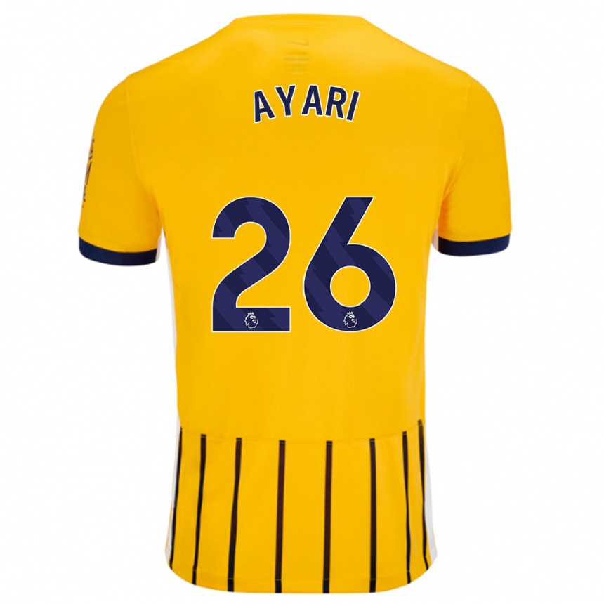 Enfant Football Maillot Yasin Ayari #26 Doré Bleu À Fines Rayures Tenues Extérieur 2024/25 Canada