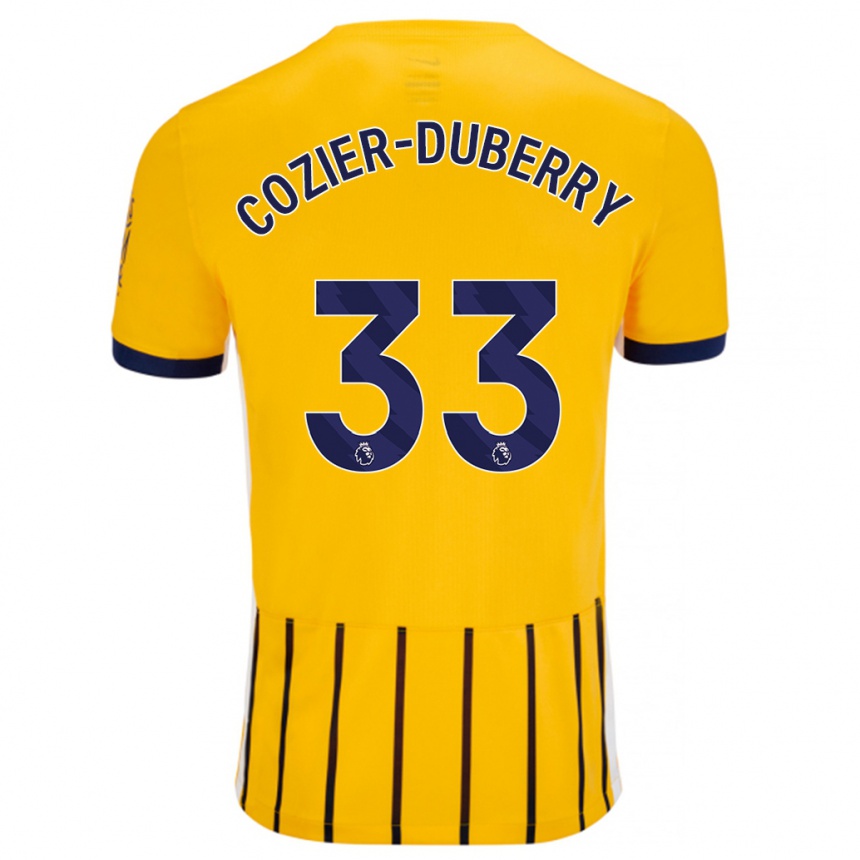 Enfant Football Maillot Amario Cozier-Duberry #33 Doré Bleu À Fines Rayures Tenues Extérieur 2024/25 Canada