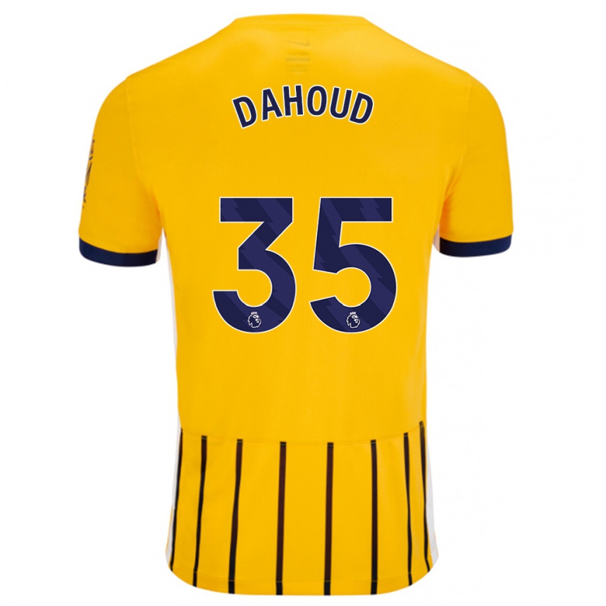 Enfant Football Maillot Mahmoud Dahoud #35 Doré Bleu À Fines Rayures Tenues Extérieur 2024/25 Canada