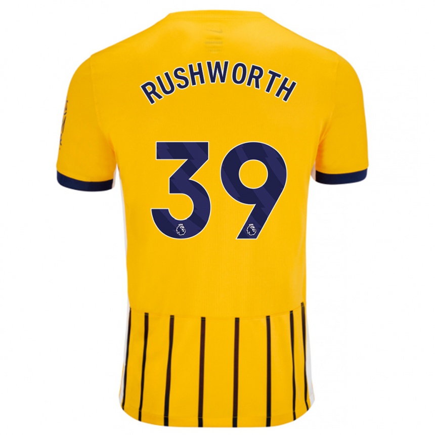 Enfant Football Maillot Carl Rushworth #39 Doré Bleu À Fines Rayures Tenues Extérieur 2024/25 Canada