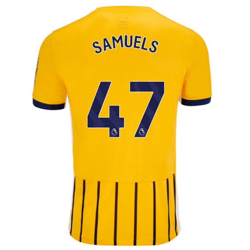 Kids Football Imari Samuels #47 Gold Blue Pinstripes Away Jersey 2024/25 T-Shirt Canada