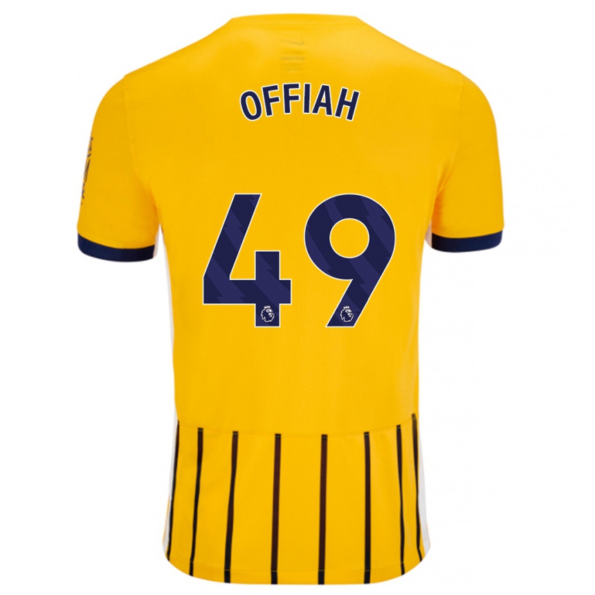 Enfant Football Maillot Odel Offiah #49 Doré Bleu À Fines Rayures Tenues Extérieur 2024/25 Canada