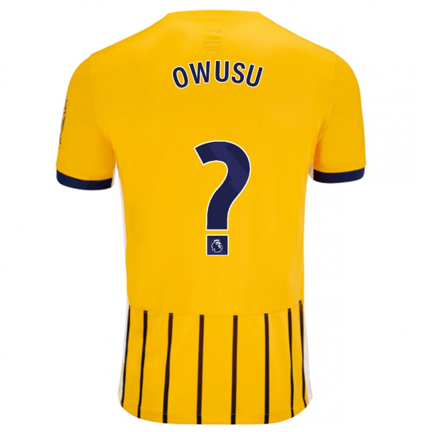 Enfant Football Maillot Yussif Owusu #0 Doré Bleu À Fines Rayures Tenues Extérieur 2024/25 Canada