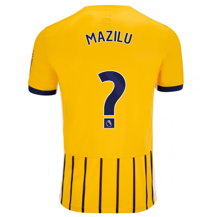 Enfant Football Maillot Adrian Mazilu #0 Doré Bleu À Fines Rayures Tenues Extérieur 2024/25 Canada