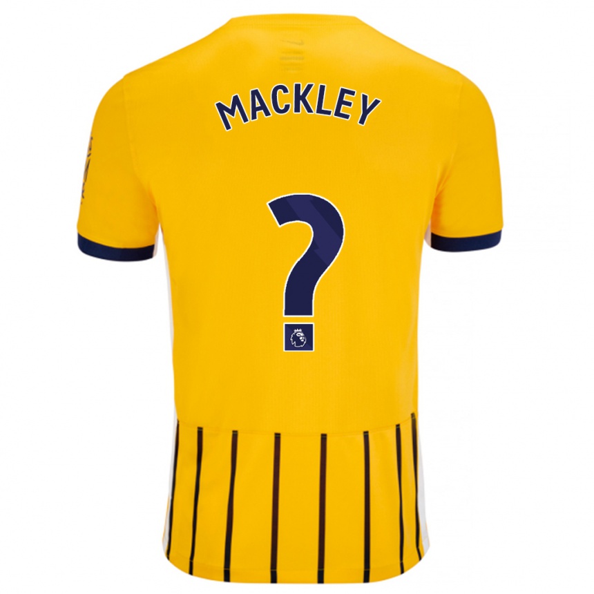 Enfant Football Maillot Callum Mackley #0 Doré Bleu À Fines Rayures Tenues Extérieur 2024/25 Canada