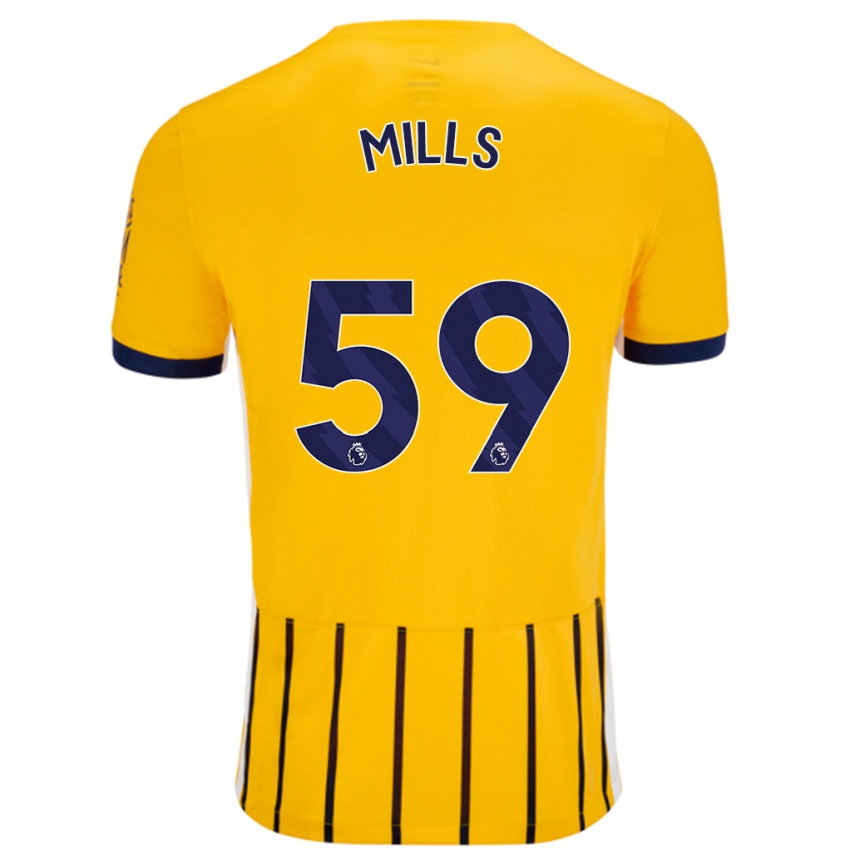 Enfant Football Maillot Harry Mills #59 Doré Bleu À Fines Rayures Tenues Extérieur 2024/25 Canada