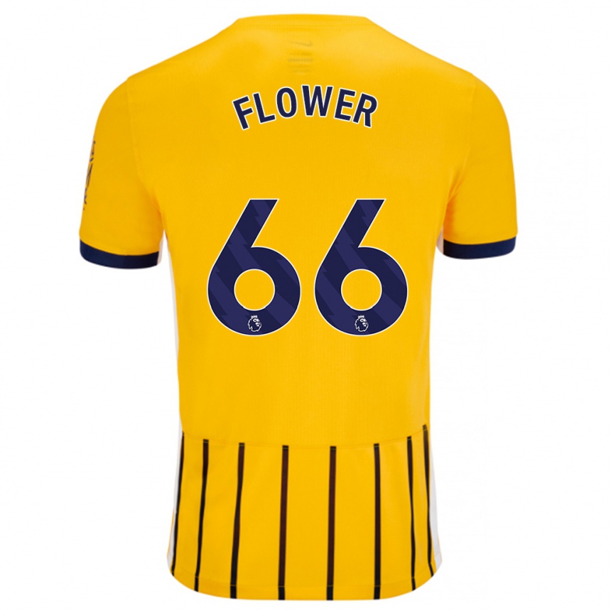 Enfant Football Maillot Louis Flower #66 Doré Bleu À Fines Rayures Tenues Extérieur 2024/25 Canada