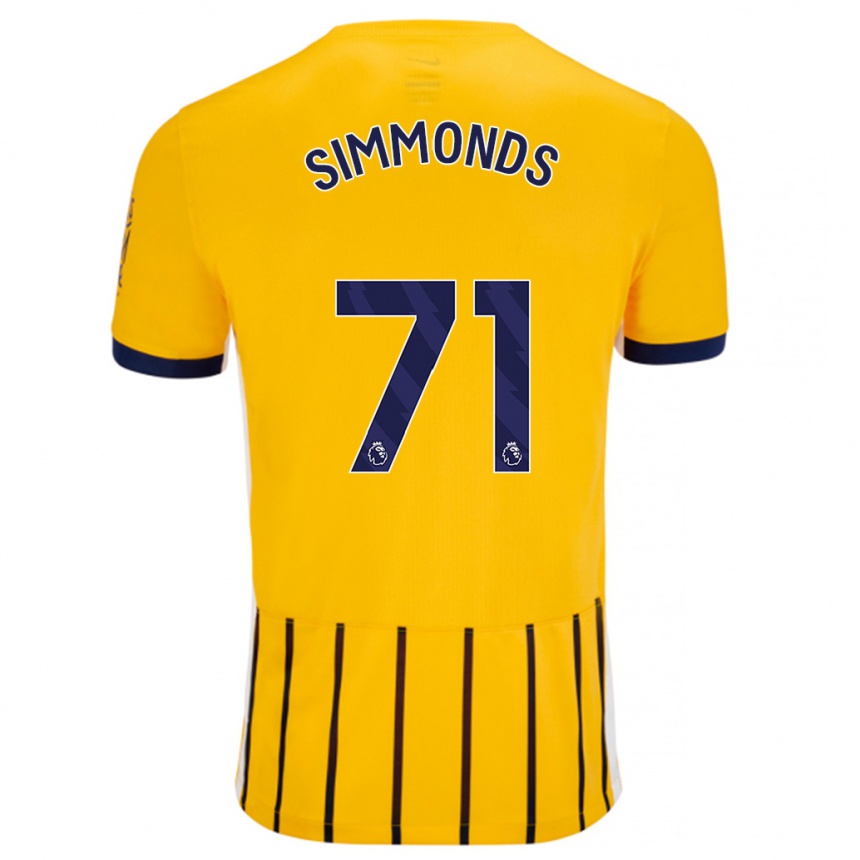 Enfant Football Maillot Freddie Simmonds #71 Doré Bleu À Fines Rayures Tenues Extérieur 2024/25 Canada