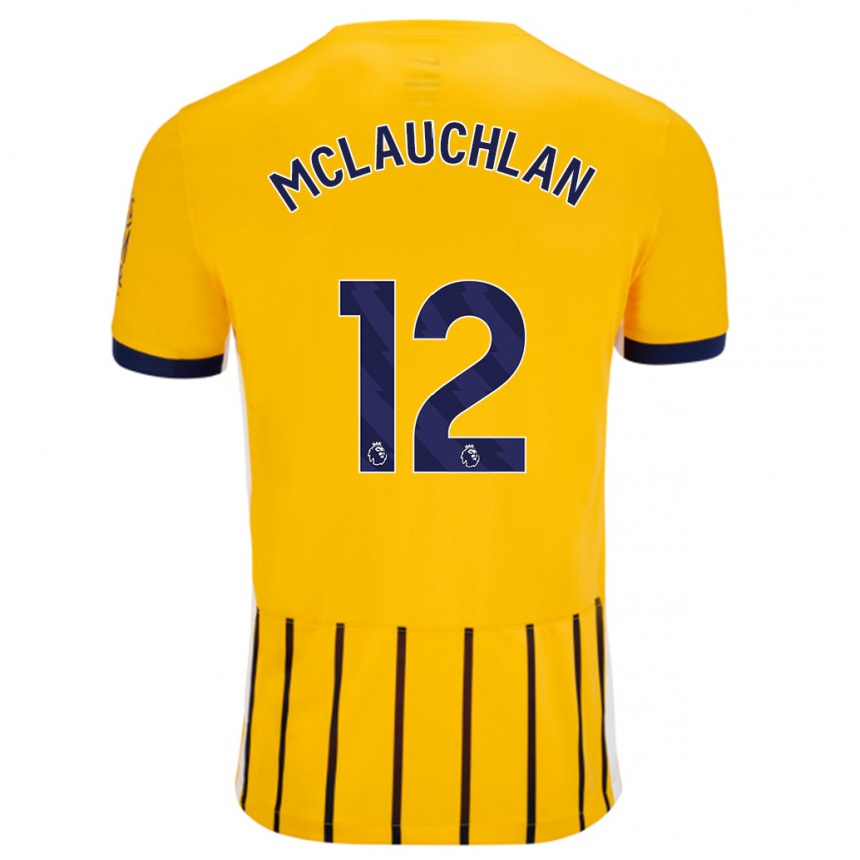 Enfant Football Maillot Rachel Mclauchlan #12 Doré Bleu À Fines Rayures Tenues Extérieur 2024/25 Canada