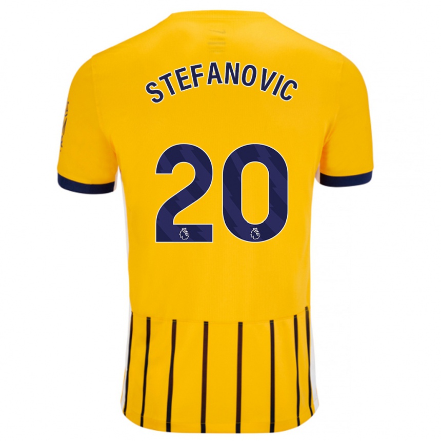 Enfant Football Maillot Dejana Stefanović #20 Doré Bleu À Fines Rayures Tenues Extérieur 2024/25 Canada