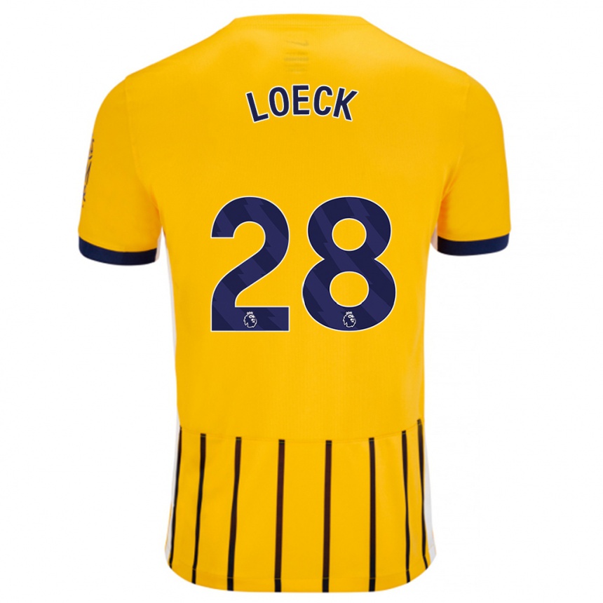 Enfant Football Maillot Melina Loeck #28 Doré Bleu À Fines Rayures Tenues Extérieur 2024/25 Canada