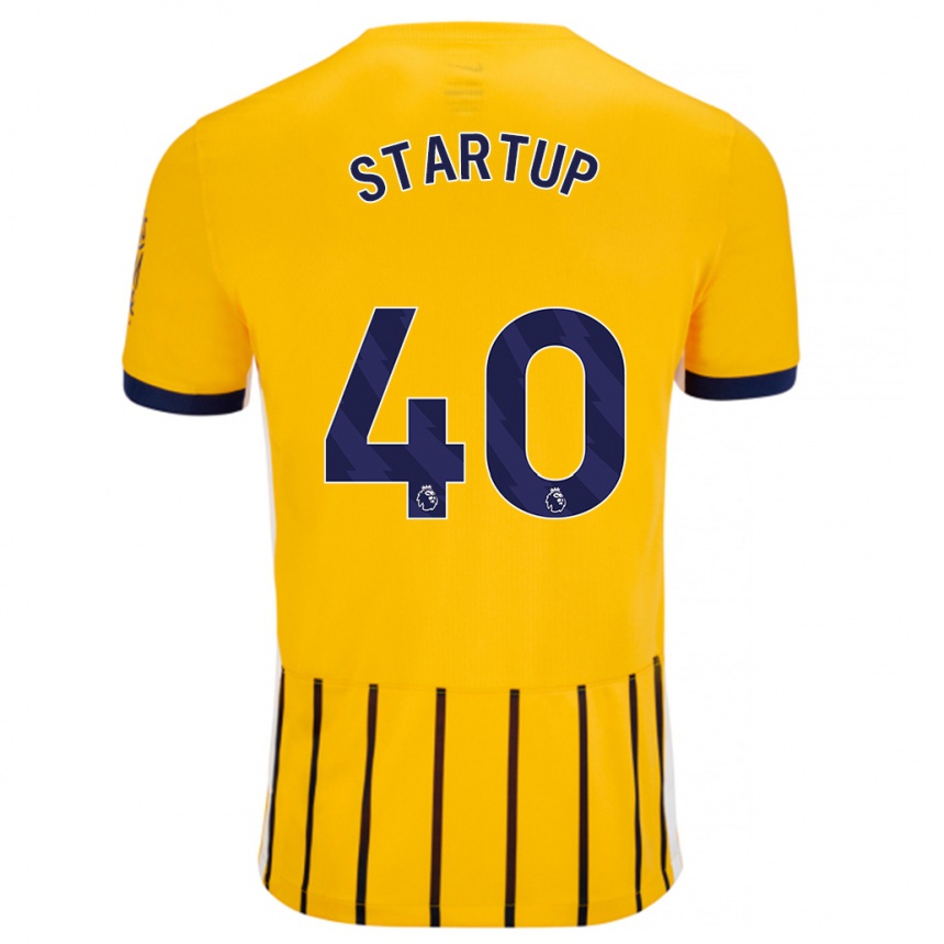 Enfant Football Maillot Katie Startup #40 Doré Bleu À Fines Rayures Tenues Extérieur 2024/25 Canada