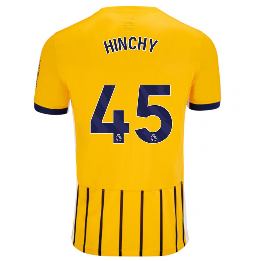 Enfant Football Maillot Jack Hinchy #45 Doré Bleu À Fines Rayures Tenues Extérieur 2024/25 Canada