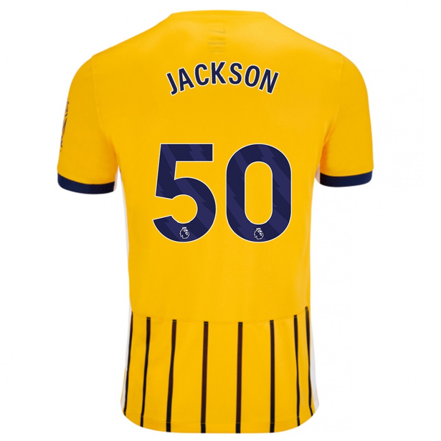 Enfant Football Maillot Ben Jackson #50 Doré Bleu À Fines Rayures Tenues Extérieur 2024/25 Canada