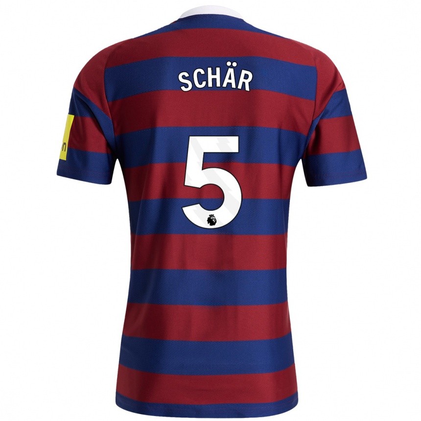 Enfant Football Maillot Fabian Schär #5 Bordeaux Bleu Marine Tenues Extérieur 2024/25 Canada