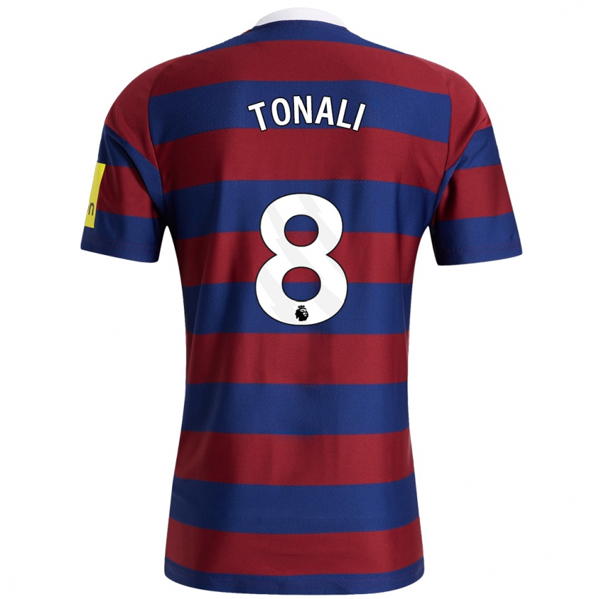 Enfant Football Maillot Sandro Tonali #8 Bordeaux Bleu Marine Tenues Extérieur 2024/25 Canada