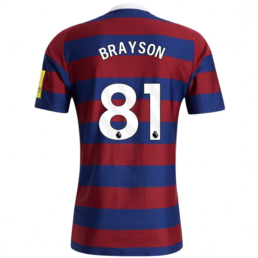 Enfant Football Maillot Joe Brayson #81 Bordeaux Bleu Marine Tenues Extérieur 2024/25 Canada