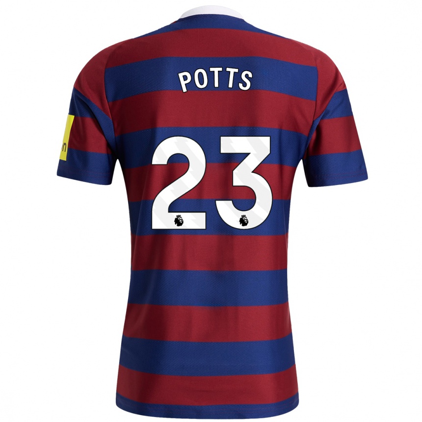 Kids Football Charlotte Potts #23 Burgundy Navy Blue Away Jersey 2024/25 T-Shirt Canada