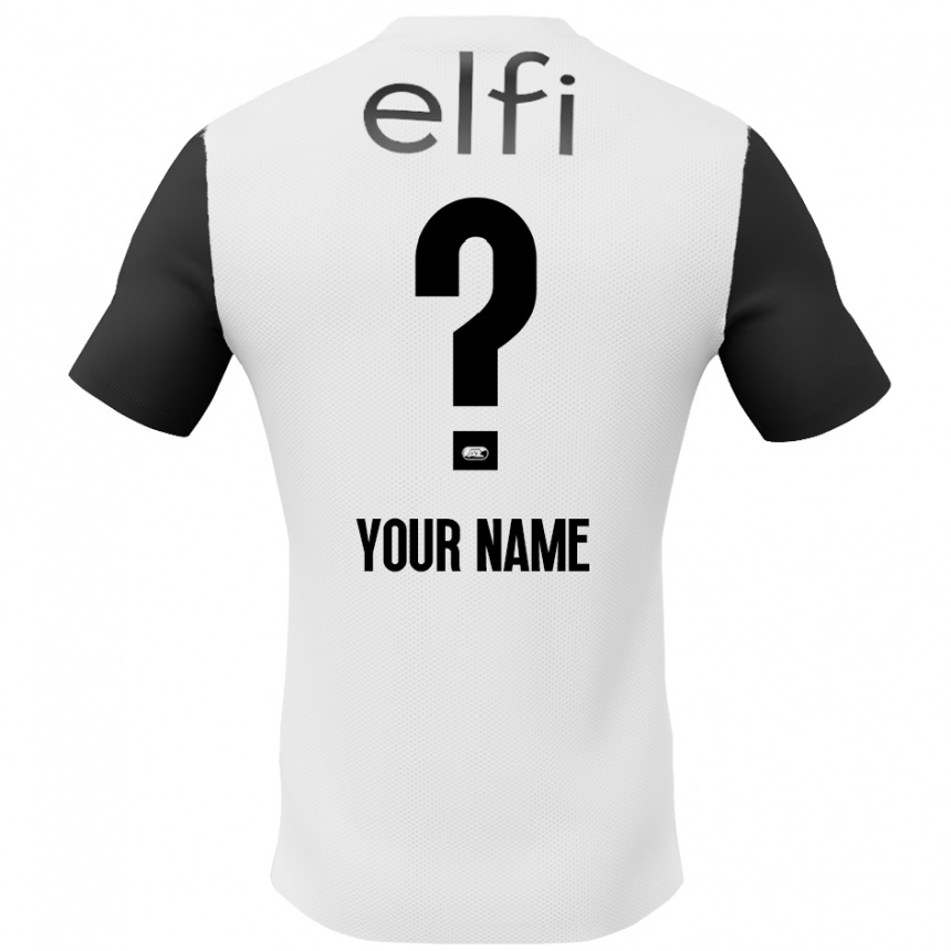 Kids Football Your Name #0 White Black Away Jersey 2024/25 T-Shirt Canada