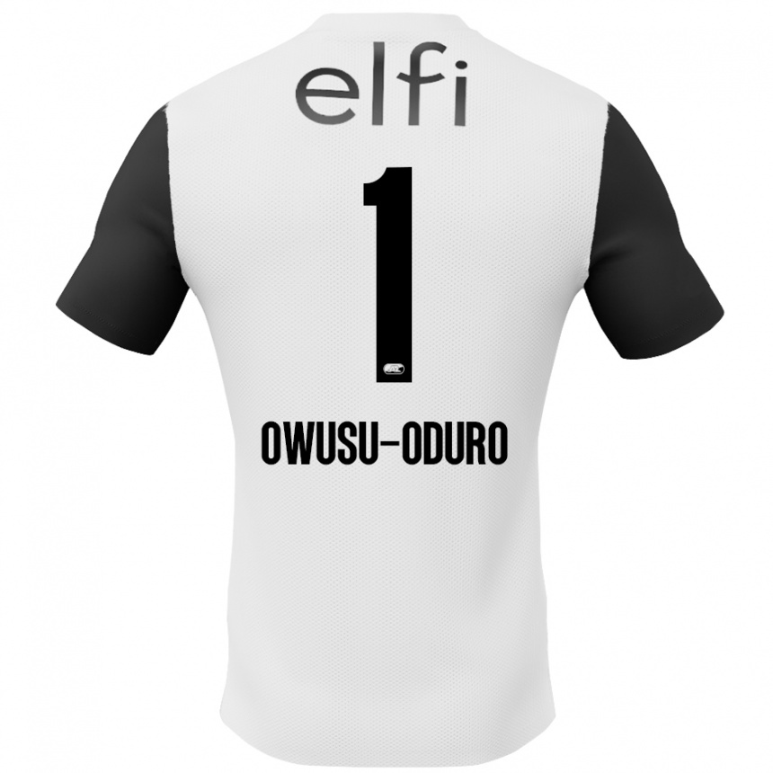 Kids Football Rome Jayden Owusu-Oduro #1 White Black Away Jersey 2024/25 T-Shirt Canada