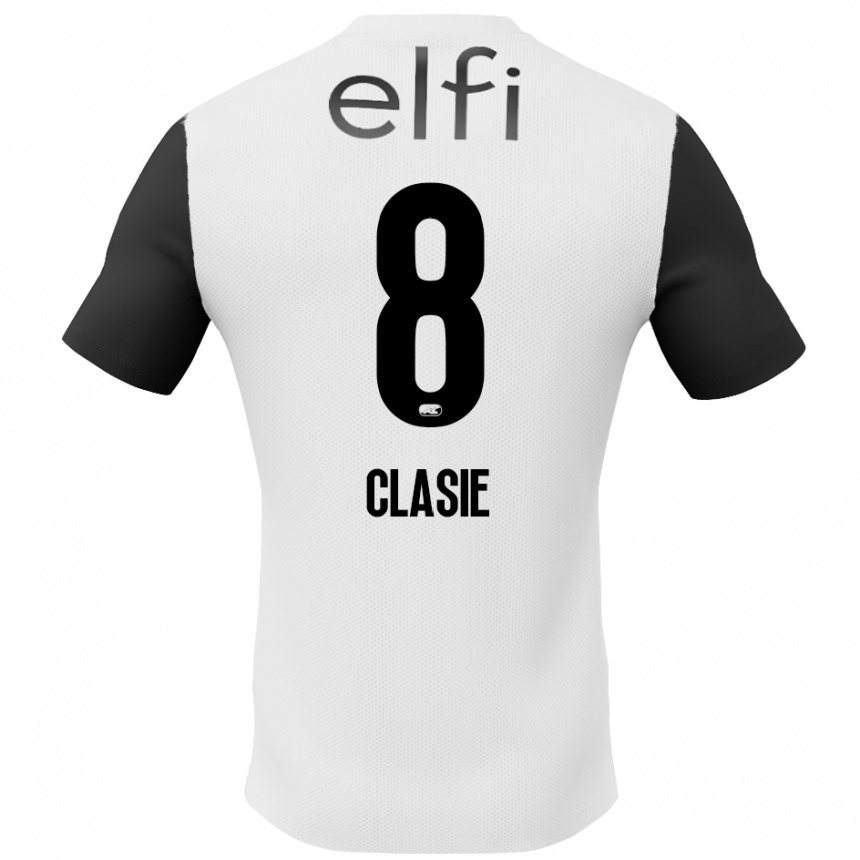 Kids Football Jordy Clasie #8 White Black Away Jersey 2024/25 T-Shirt Canada