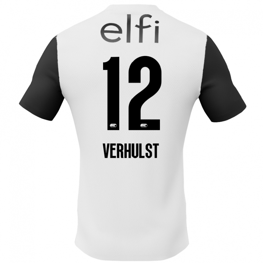 Kids Football Hobie Verhulst #12 White Black Away Jersey 2024/25 T-Shirt Canada